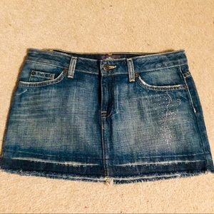 Nollie Distressed Rhinestone Denim Mini Skirt 👗
